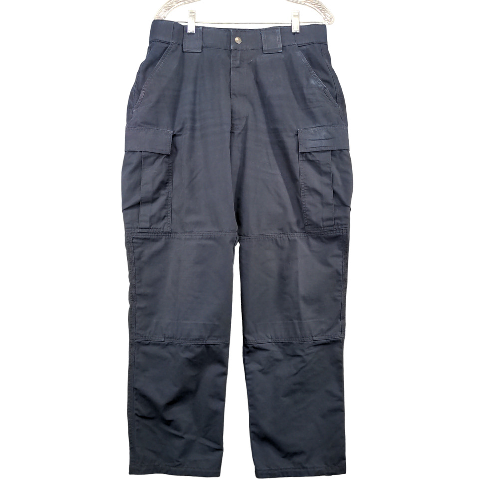 5.11 Tactical Men's Cargo Pants Blue Large Flat Front Multi-Pocket Poly Blend
